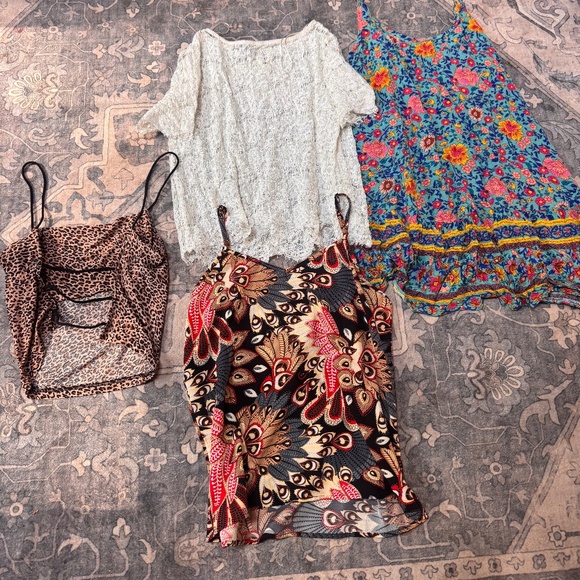 Chic Nation Tops - New Boutique summer bundle of 4 women’s size medium boho dress, floral tank top,